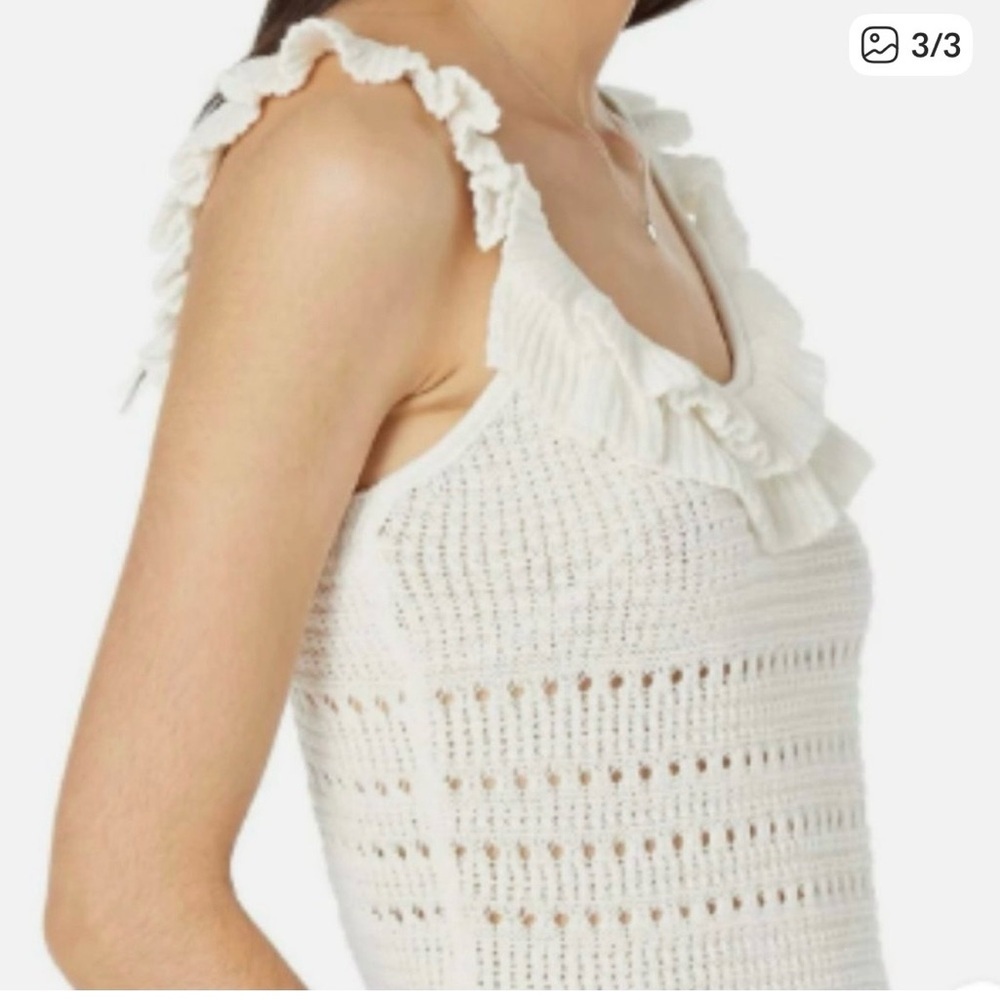 7 For All Mankind Ivory Ruffle Knit Tank Top - Picture 2 of 8
